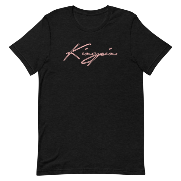 unisex-staple-t-shirt-black-heather-front-6144338f7ea50.png KINGPIN - Rose Pallete Script Tee